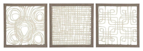 Odella Wall Decor Set of 3 cream taupe angled side