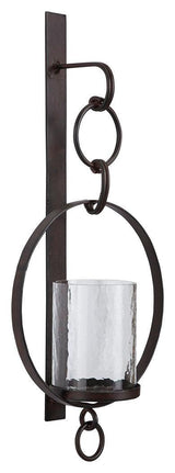 Side view of Ogaleesha Wall Sconce highlighting slim profile and glass hurricane