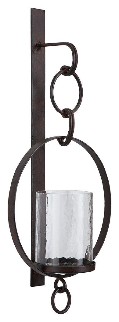Side view of Ogaleesha Wall Sconce highlighting slim profile and glass hurricane