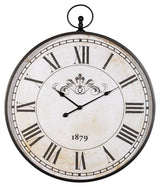 Side angle of Augustina Antique Black Wall Clock showing metal frame