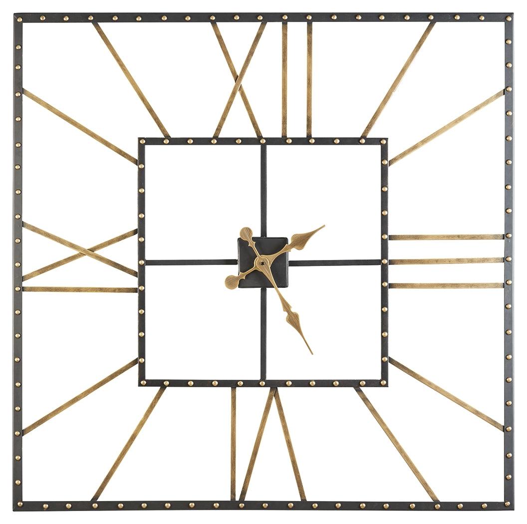 Thames black and gold finish wall clock side angle