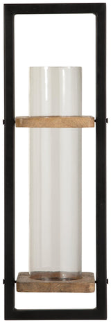 Close up of Colburn Wall Sconce wood and metal textures