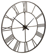 Paquita Antique Silver Wall Clock angled side view