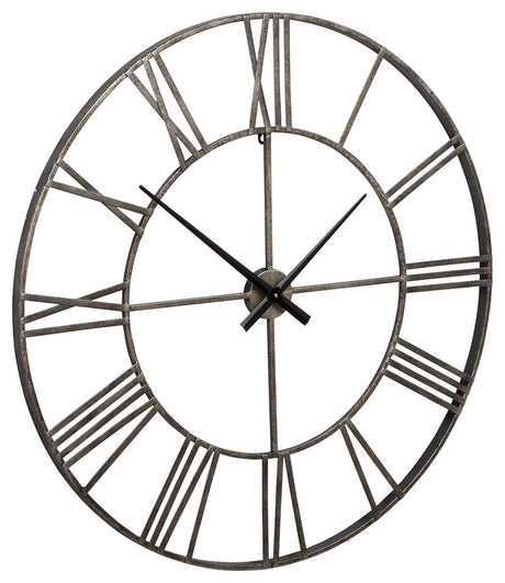 Paquita Antique Silver Wall Clock angled side view