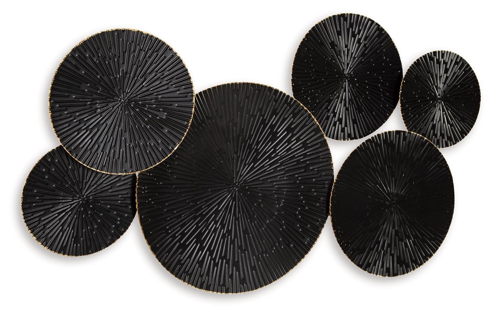 Close-up detail of Rhetlen Wall Decor black and gold finish