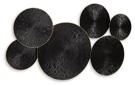Close-up detail of Rhetlen Wall Decor black and gold finish