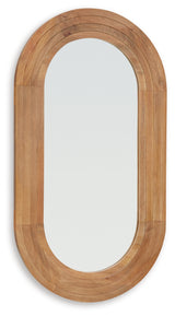 Daverly accent mirror angled view showing wood frame