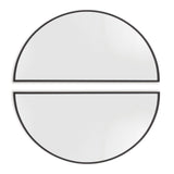 Back view of Denlow black half-moon mirror