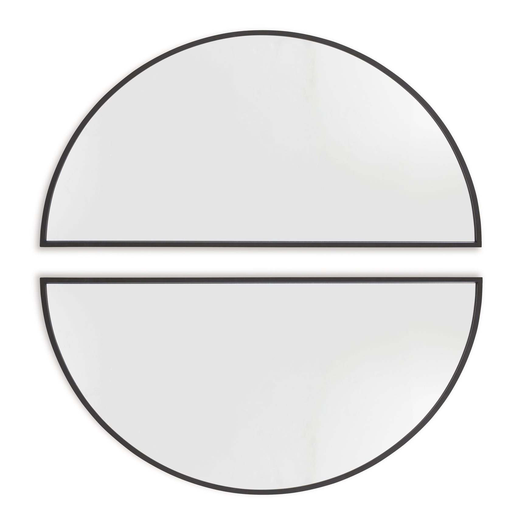 Back view of Denlow black half-moon mirror