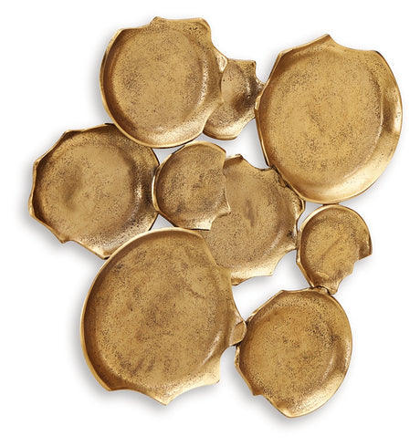 Side view of Gageton antique gold metal wall decor