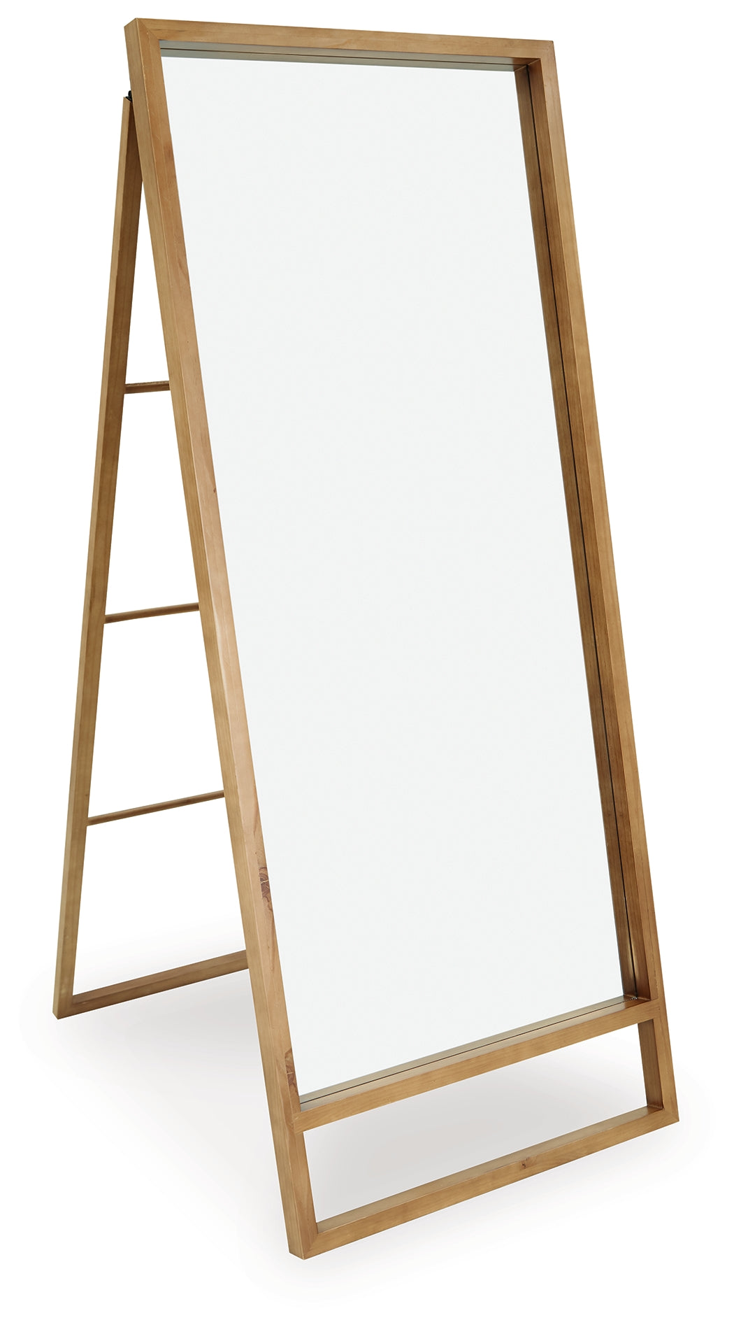 Side angle of Devford Brown floor mirror showing easel stand