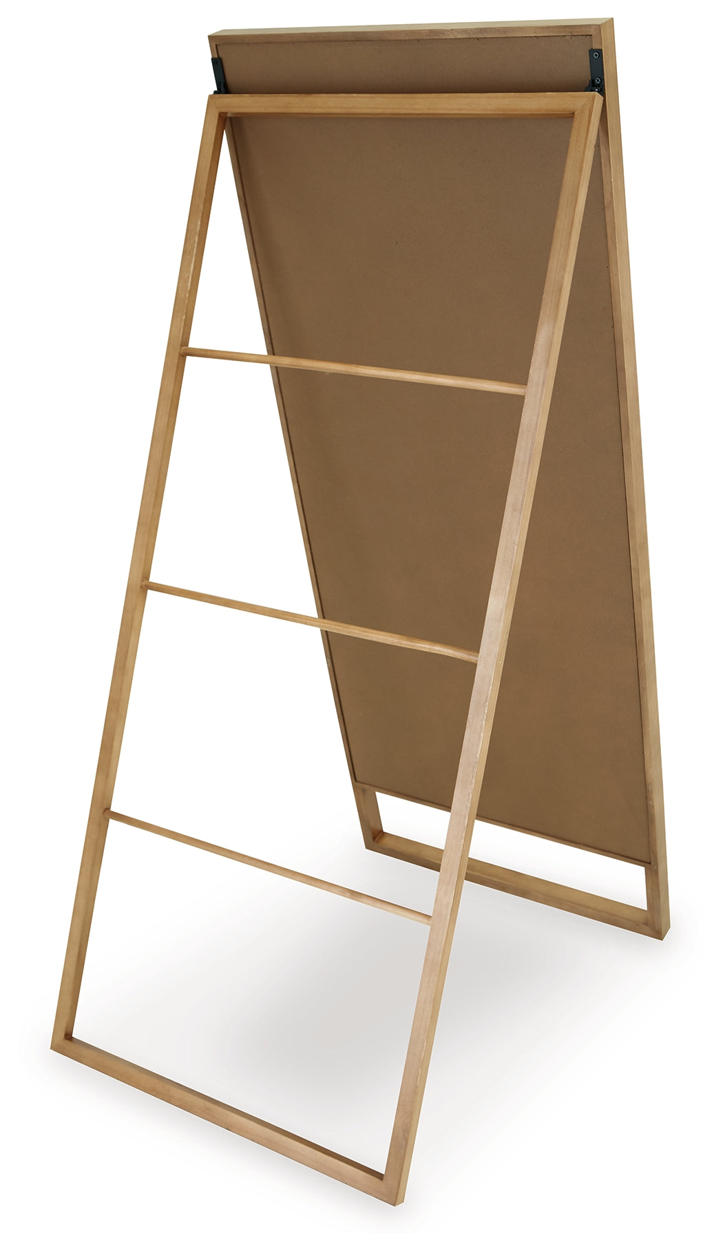 Back view of the Devford floor mirror showcasing ladder-back easel