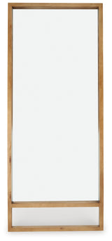 Head-on view of Devford rectangular brown floor mirror