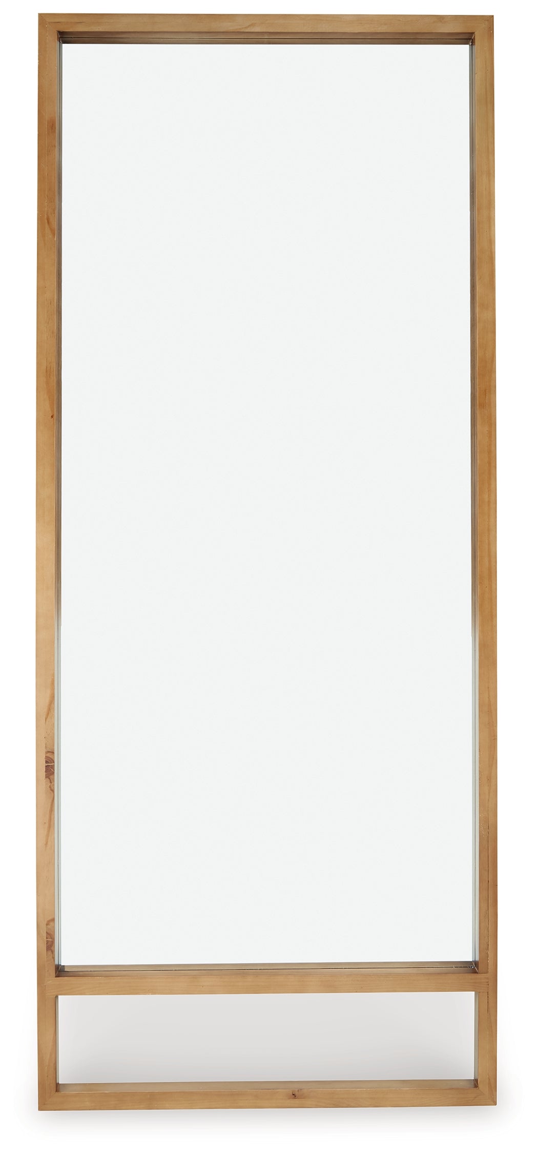 Head-on view of Devford rectangular brown floor mirror