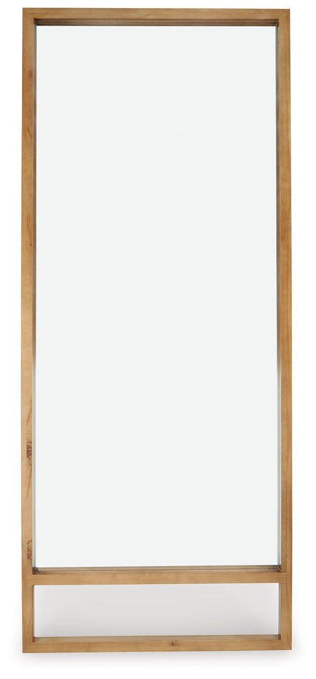 Head-on view of Devford rectangular brown floor mirror