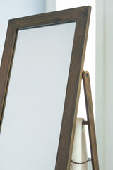 Dirkins floor mirror with brown wood frame front view