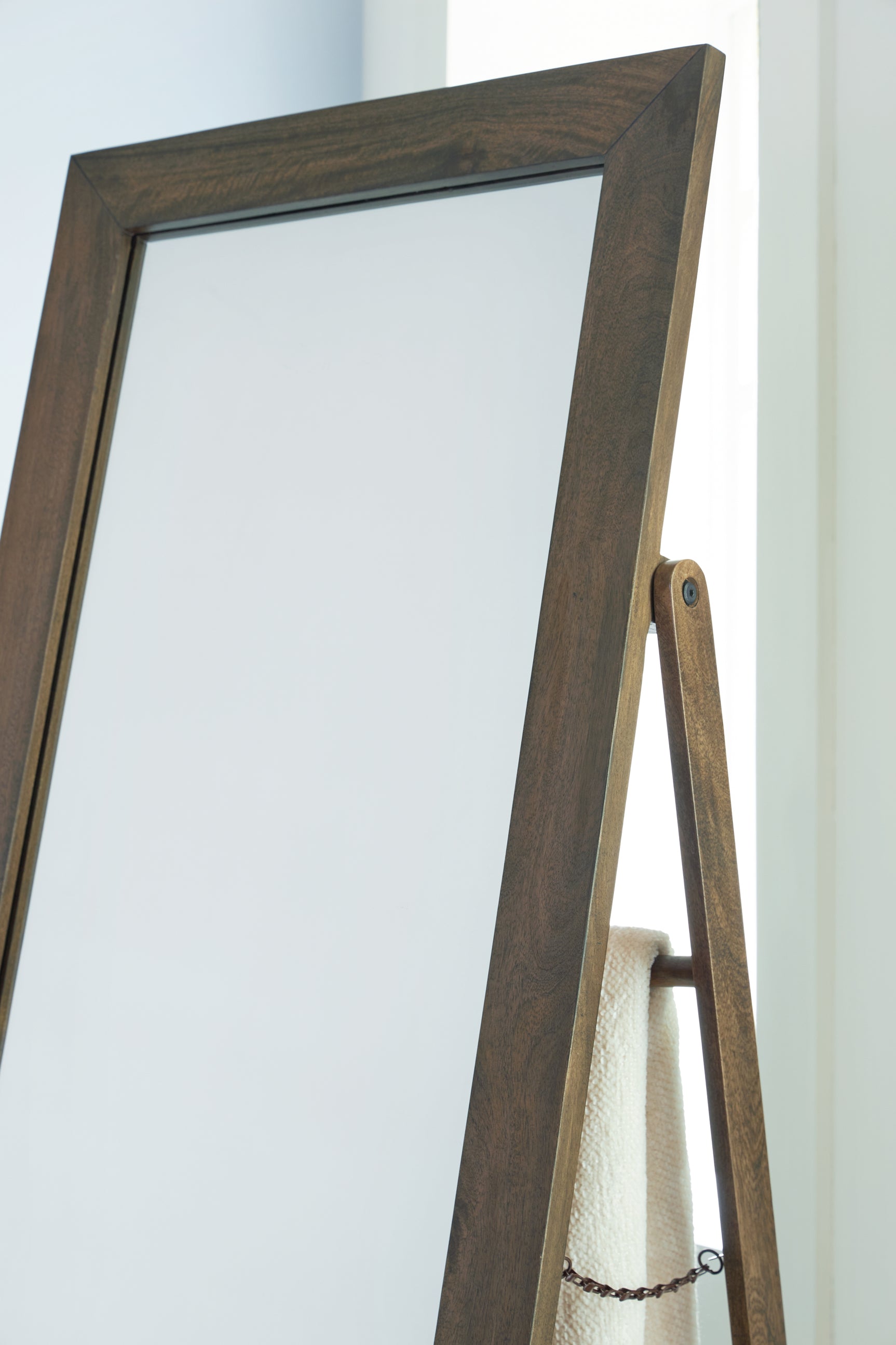 Dirkins floor mirror with brown wood frame front view