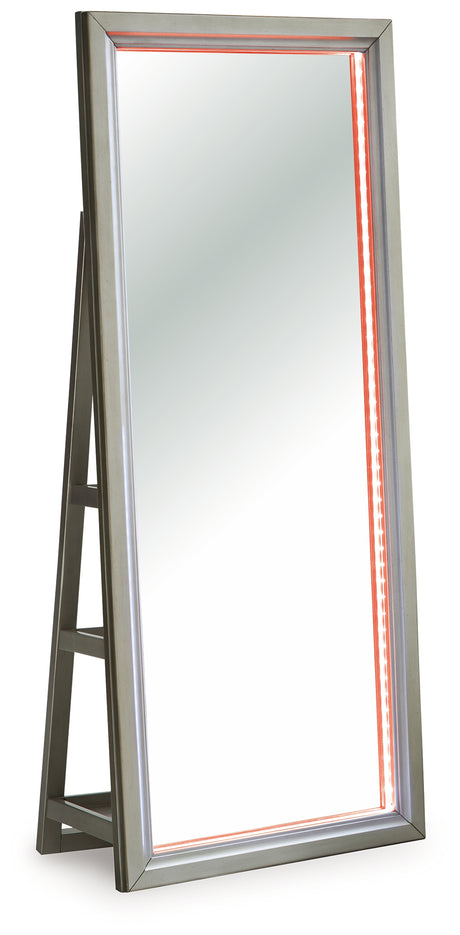 Red LED lighting on Evesen Champagne mirror
