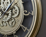 Gilover wall clock close-up of moving gears
