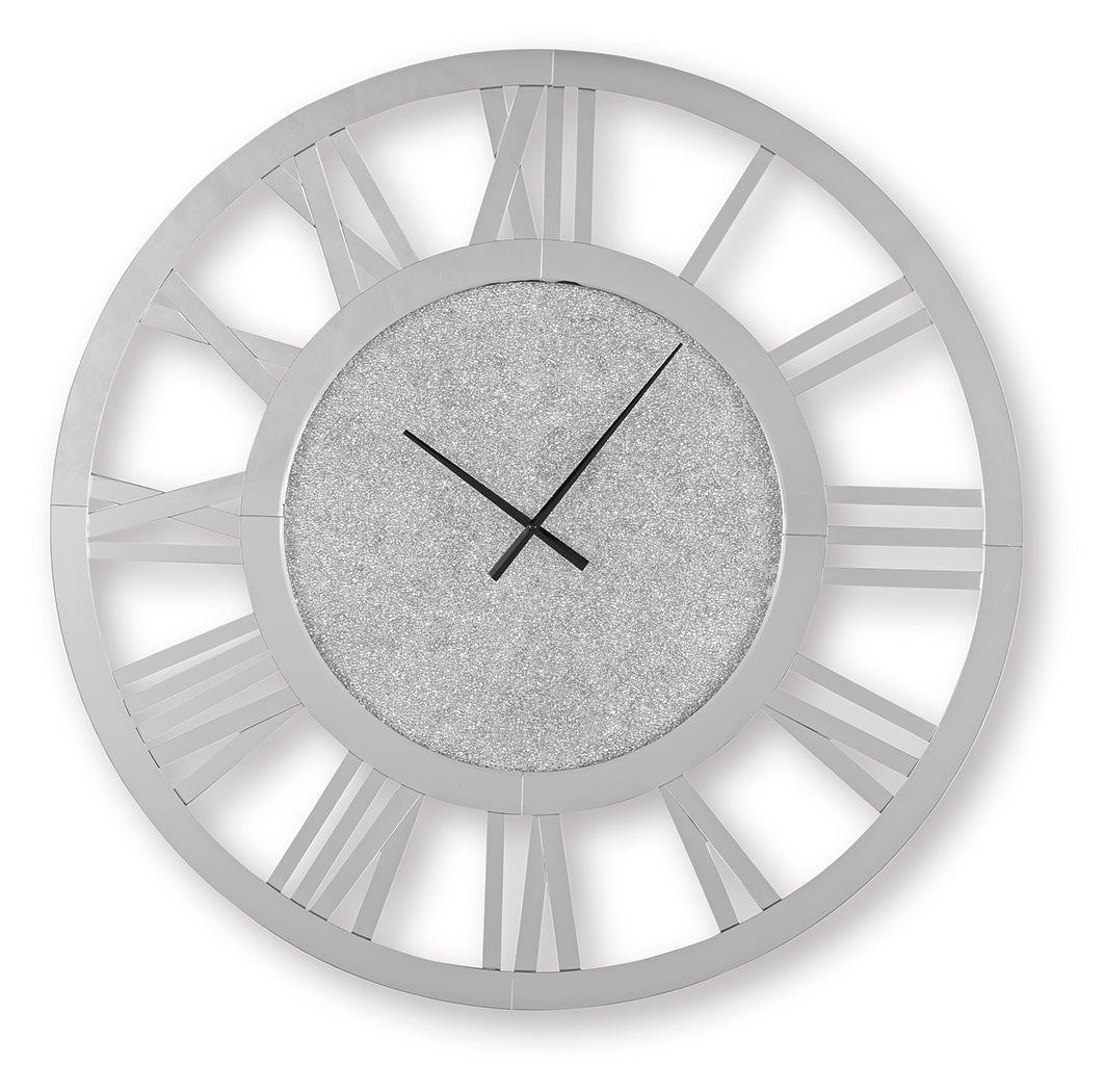 Side angle of Reinport wall clock showing crystal accents