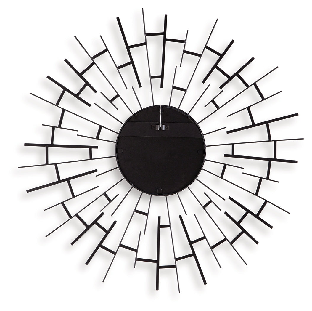 Back view of Garrenworth black accent mirror showing hanging bracket