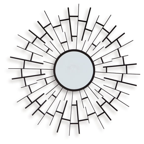 Garrenworth accent mirror head on view showing sunburst design