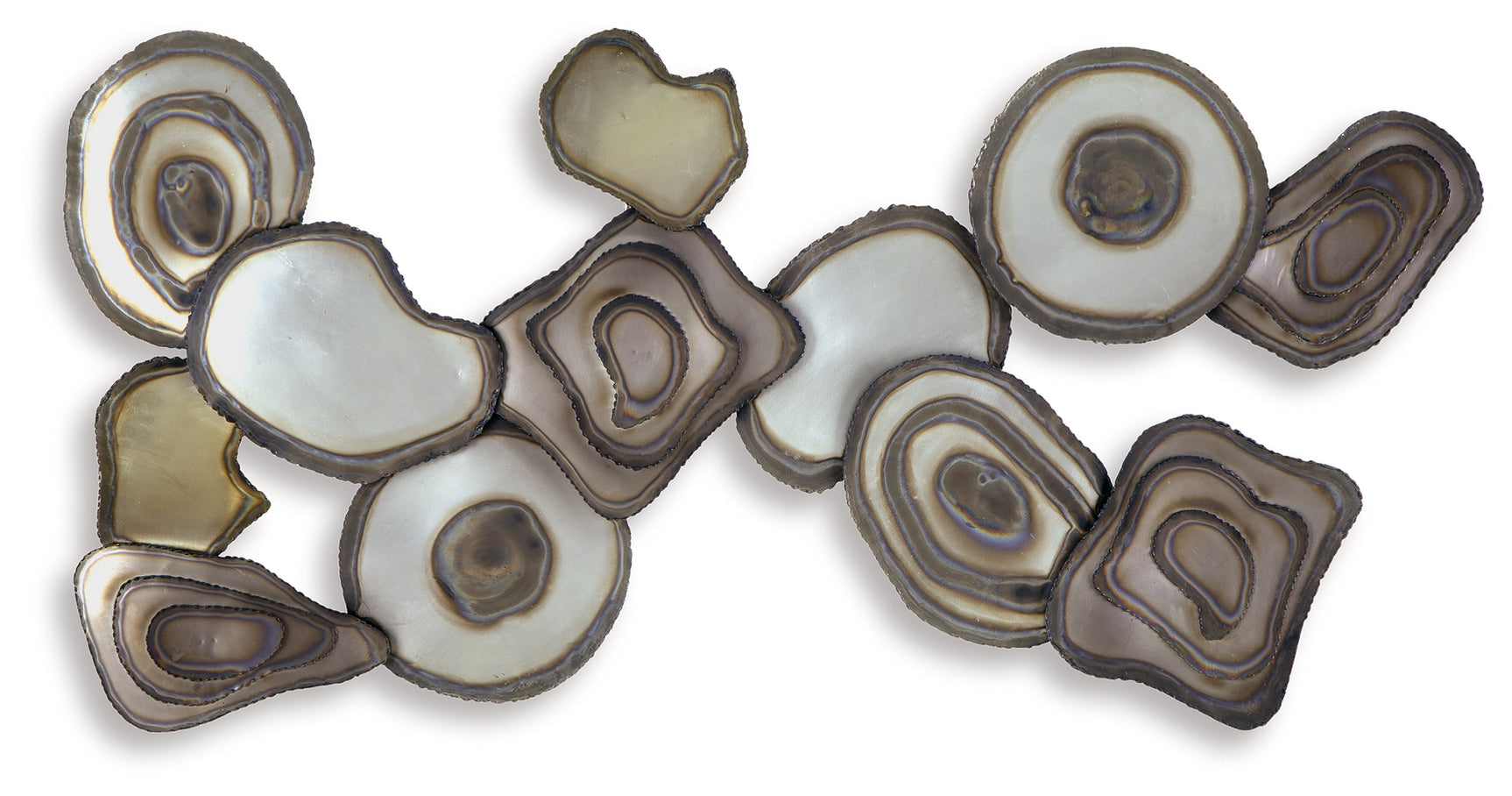Worthman Multi Wall Decor side angle showing layered metallic shapes