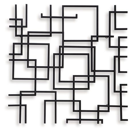 Back view displaying I-ring bracket on black wall decor