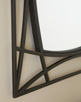 Detail of black metal openwork frame