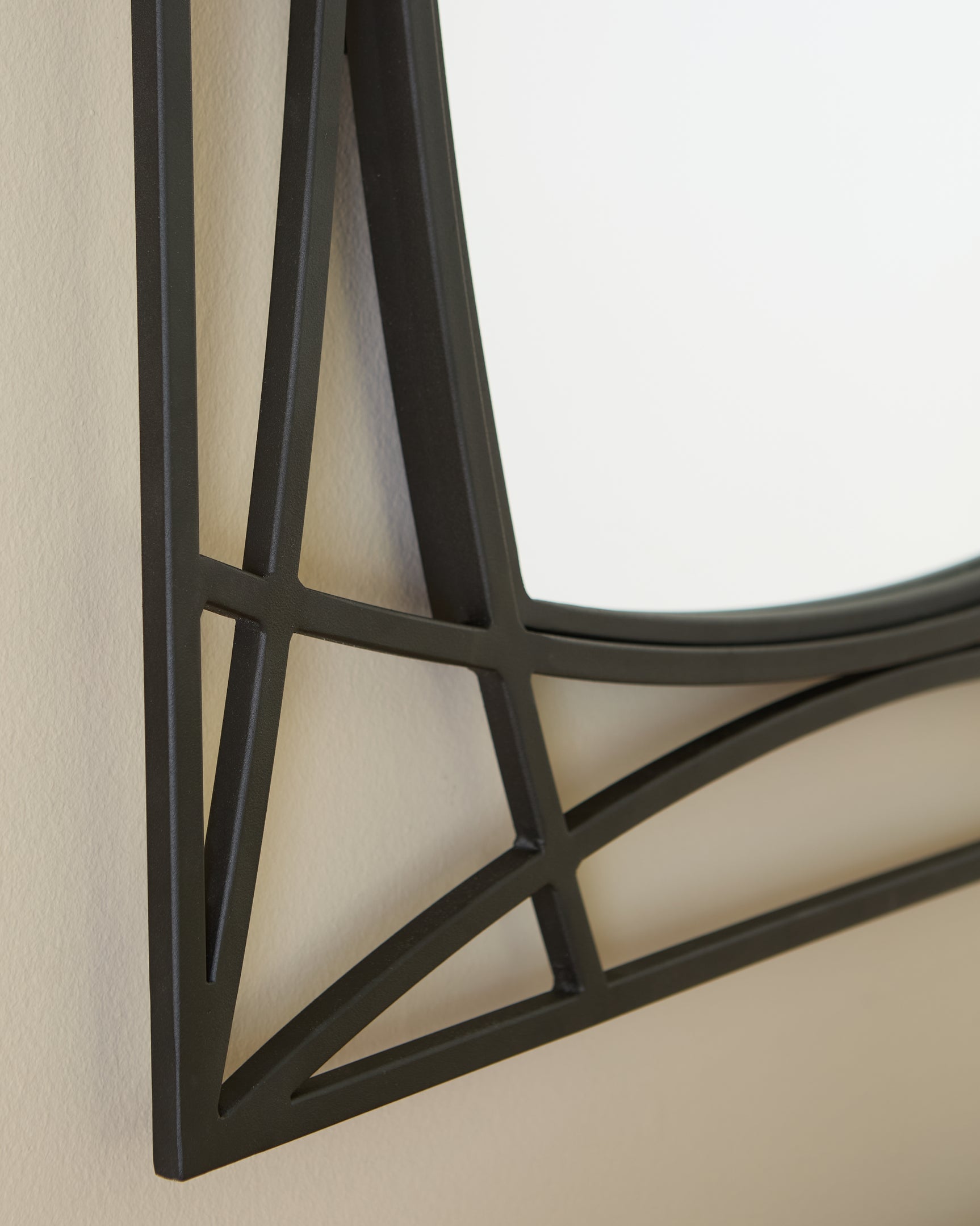 Detail of black metal openwork frame