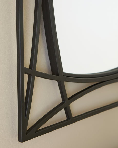 Detail of black metal openwork frame