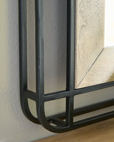 Detail of Beelman Mirror's mixed metal and wood materials