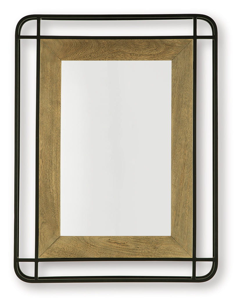 Beelman Accent Mirror close-up of frame and wood accents