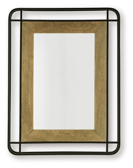 Beelman Accent Mirror close-up of frame and wood accents