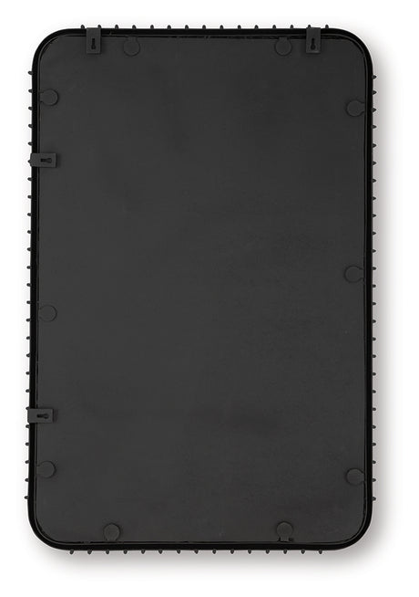 Back view of Judlow black accent mirror showing keyhole bracket