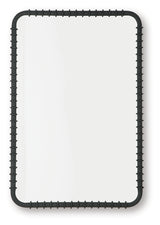 Judlow accent mirror side angle showing ribbed black frame