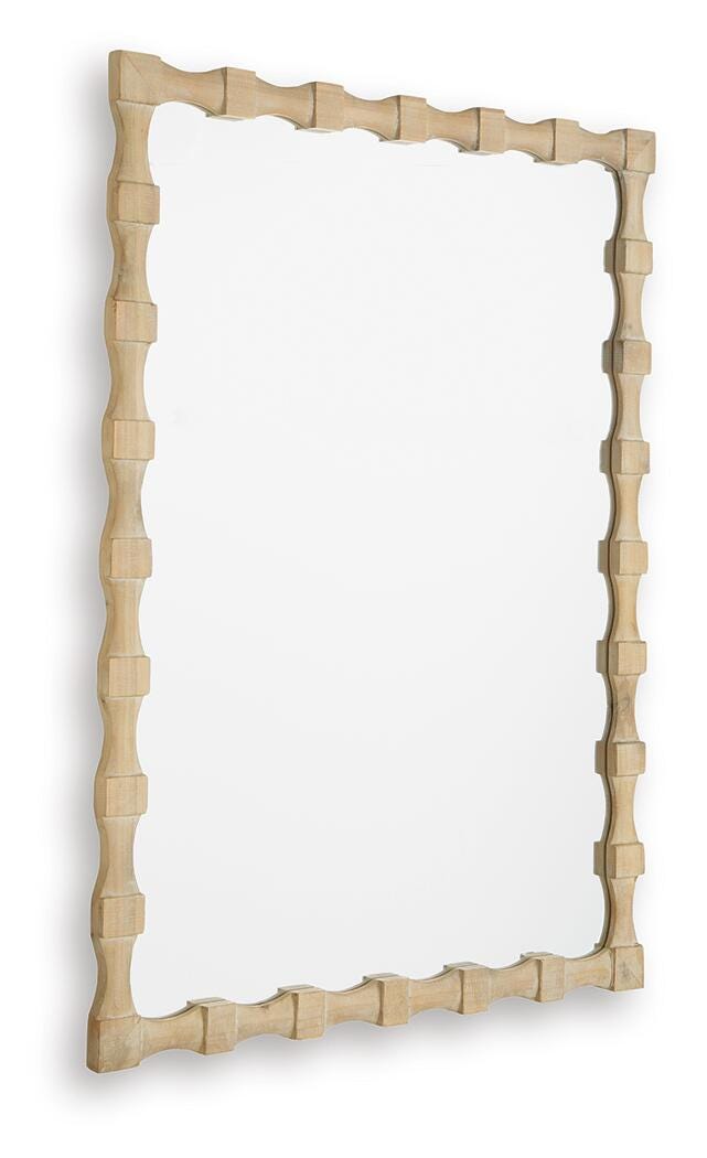 Acelmore mirror hung vertically in a contemporary living room