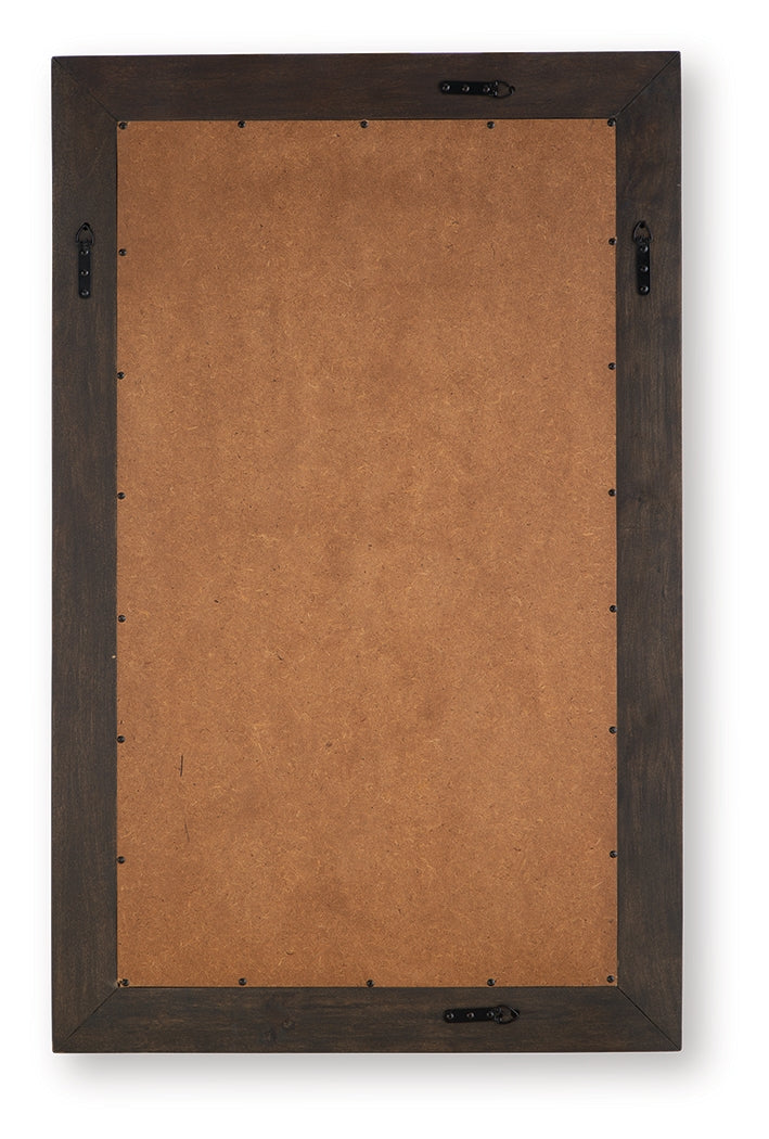 Back view of Advin Dark Brown Wood Sunburst Mirror