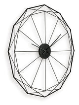 Side angled view of Arkthorne black metal wall clock