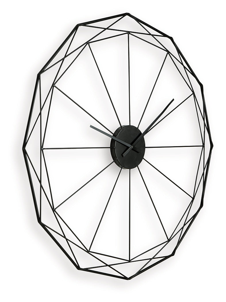 Side angled view of Arkthorne black metal wall clock