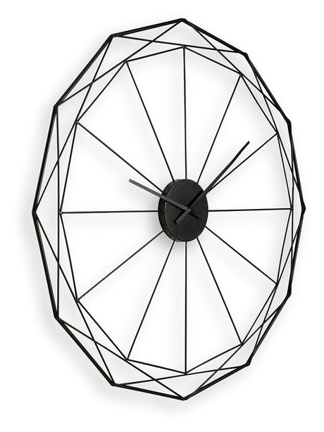 Side angled view of Arkthorne black metal wall clock