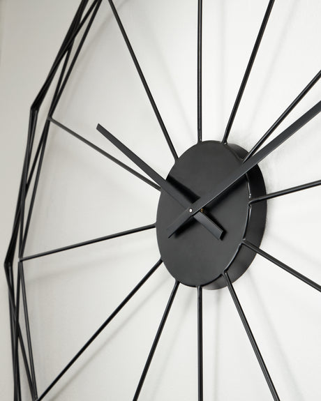 Detail close-up of Arkthorne wall clock black metal finish