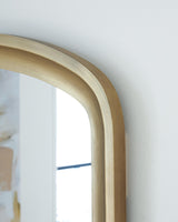 Close-up of goldtone finish detail on Fintan Floor Mirror