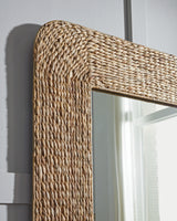 Close-up of Norigan Floor Mirror sea grass woven texture