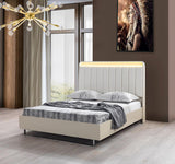 bedroom view of Hailey Cream High Gloss Lacquer 4-Piece Queen Bedroom Set bed