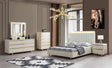 main view of Hailey Cream High Gloss Lacquer 4-Piece Queen Bedroom Set bed