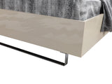 side view of Hailey Cream High Gloss Lacquer 4-Piece Queen Bedroom Set bed