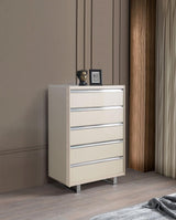 main view of Hailey Cream High Gloss Lacquer 4-Piece Queen Bedroom Set bed