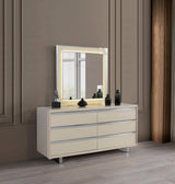 main view of Hailey Cream High Gloss Lacquer 4-Piece Queen Bedroom Set bed