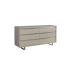 main view of Hailey Cream High Gloss Lacquer 4-Piece Queen Bedroom Set bed